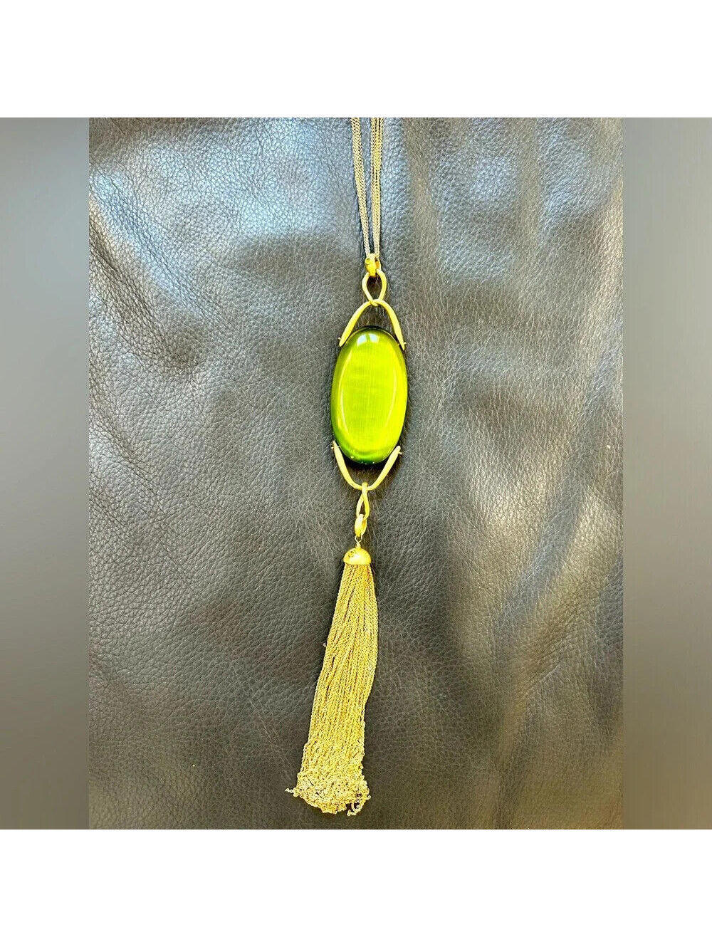 Lia Sophia Kiam Family “Elena” Green Cat’s Eye Necklace